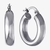 Silver Reflections Womens 25mm Hoop Earrings In Metallic