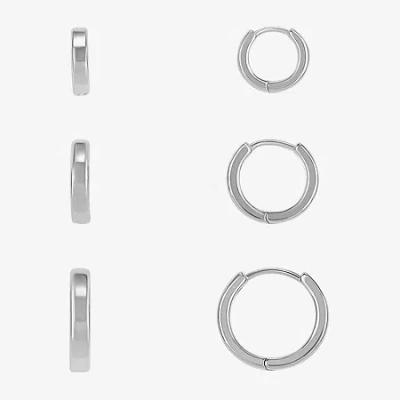 Silver Reflections Womens 3 Pair Earring Set In Metallic