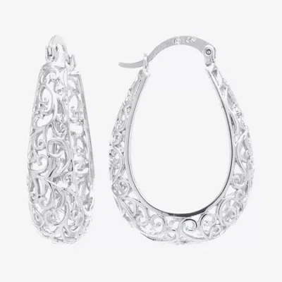 Silver Reflections Womens 30mm Oval Hoop Earrings In Metallic