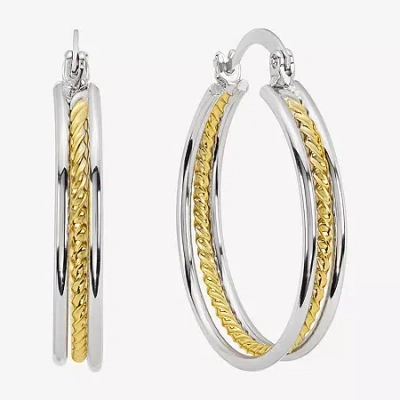 Silver Reflections Womens 34.7mm Hoop Earrings In Metallic