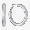 Silver Reflections Womens 36.8mm Hoop Earrings In Silver