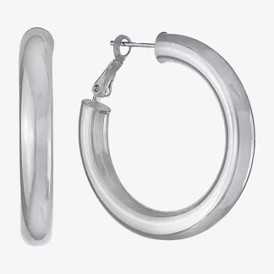 Silver Reflections Womens 36.8mm Hoop Earrings In Transparent