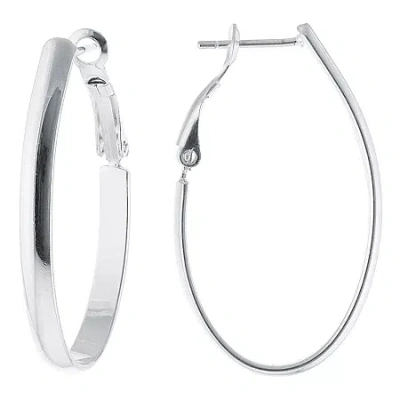 Silver Reflections Womens 40mm Hoop Earrings In Silver