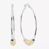 Silver Reflections Womens 48.7mm Ball Hoop Earrings In Silver