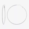 Silver Reflections Womens Hoop Earrings In Silver