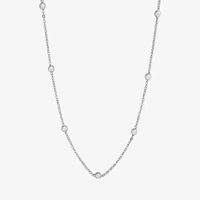 Silver Reflections Womens Pure Silver Over Brass 18 Inch Bead Chain Necklace In Transparent