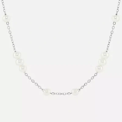 Silver Reflections Womens Pure Silver Over Brass 18 Inch Cable Chain Necklace In Transparent