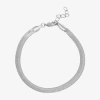 Silver Reflections Womens Pure Silver Over Brass 6 1/2 Inch Solid Herringbone Chain Bracelet In Transparent