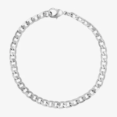 Silver Reflections Womens Pure Silver Over Brass 7.25 Inch Solid Curb Chain Bracelet In Transparent