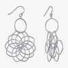 Silver Reflections Womens Pure Silver Over Brass Flower Drop Earrings In Silver