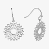 Silver Reflections Womens Pure Silver Over Brass Flower Drop Earrings In Transparent