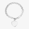 Silver Reflections Womens Pure Silver Over Brass Heart Charm Bracelet In Transparent