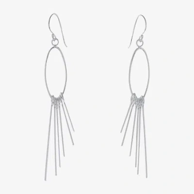 Silver Reflections Womens Pure Silver Over Brass Oval Drop Earrings In Transparent