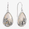 Silver Reflections Womens White Mother Of Pearl Simulated Pearl Pure Silver Over Brass Drop Earrings
