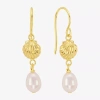 Silver Reflections Womens White Simulated Pearl 14k Gold Over Brass Drop Earrings In Gold