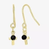 Silver Treasures 14k Gold Over Silver Cross Drop Earrings In Gold