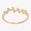 Silver Treasures 14k Gold Over Silver Leaf Cubic Zirconia Ring In Gold