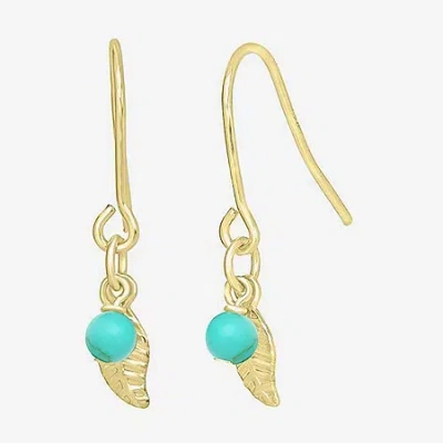Silver Treasures 14k Gold Over Silver Leaf Drop Earrings In Blue
