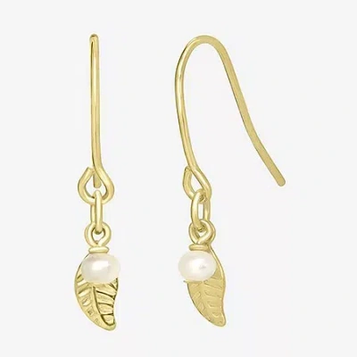 Silver Treasures 14k Gold Over Silver Leaf Drop Earrings In White