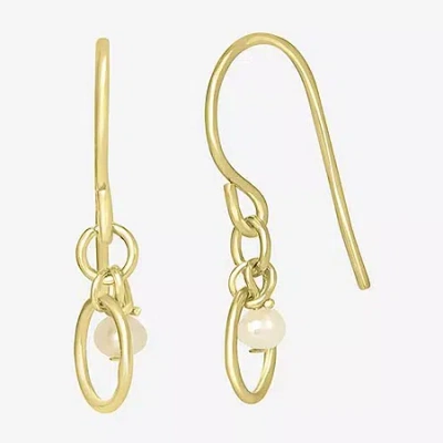 Silver Treasures 14k Gold Over Silver Oval Drop Earrings In White
