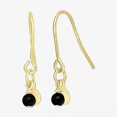 Silver Treasures 14k Gold Over Silver Round Drop Earrings In Black
