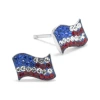 Silver Treasures American Flag Multi Color Crystal Sterling Silver 7.8mm Stud Earrings In Metallic