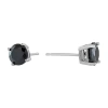 Silver Treasures Black Cubic Zirconia Sterling Silver 7mm Stud Earrings In Silver