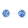Silver Treasures Blue Crystal Sterling Silver 8mm Ball Stud Earrings In Metallic