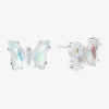 Silver Treasures Blue Cubic Zirconia Sterling Silver 7.8mm Butterfly Stud Earrings In Multi