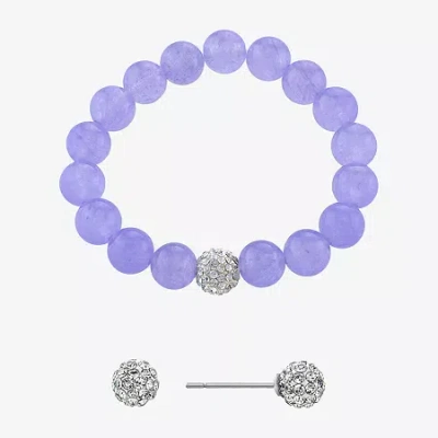 Silver Treasures Bracelet & Stud Earring Genuine Stone Womens Red Sterling Silver 2-pc. Jewelry Set In Blue