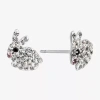 Silver Treasures Bunny Multi Color Crystal Sterling Silver 12.1mm Stud Earrings In Transparent