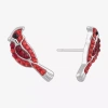 Silver Treasures Cardinal Multi Color Crystal Sterling Silver 15.4mm Stud Earrings In Multi