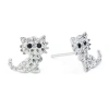 Silver Treasures Cat Crystal Sterling Silver 10mm Stud Earrings In Transparent