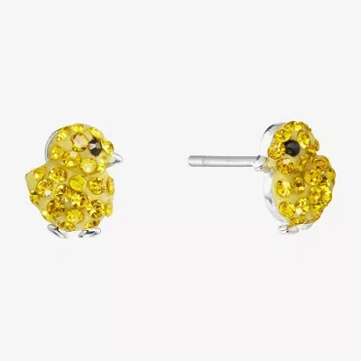 Silver Treasures Chicken Yellow Crystal Sterling Silver 8.1mm Stud Earrings