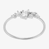 Silver Treasures Cluster Womens Cubic Zirconia Sterling Silver Cluster Delicate Band In Silver