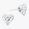 Silver Treasures Crystal Sterling Silver 7.1mm Heart Stud Earrings In Silver