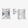Silver Treasures Crystal Sterling Silver 8.3mm Stud Earrings In Transparent