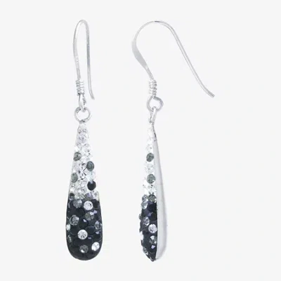 Silver Treasures Crystal Sterling Silver Pear Drop Earrings In Metallic