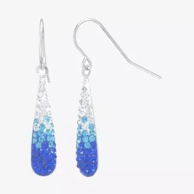 Silver Treasures Crystal Sterling Silver Pear Drop Earrings In Blue