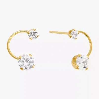 Silver Treasures Cubic Zirconia 14k Gold Over Silver 10.4mm Stud Earrings In Yellow