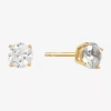 Silver Treasures Cubic Zirconia 14k Gold Over Silver 4.8mm Round Stud Earrings In Transparent