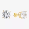 Silver Treasures Cubic Zirconia 14k Gold Over Silver 7.8mm Stud Earrings In Transparent