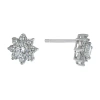 Silver Treasures Cubic Zirconia Sterling Silver 10.2mm Flower Stud Earrings In Transparent