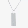 Silver Treasures Cubic Zirconia Sterling Silver 16 Inch Cable Initial Pendant Necklace In Metallic