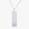 Silver Treasures Cubic Zirconia Sterling Silver 16 Inch Cable Initial Pendant Necklace In Metallic