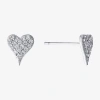 Silver Treasures Cubic Zirconia Sterling Silver 7.3mm Heart Stud Earrings In Silver