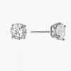 Silver Treasures Cubic Zirconia Sterling Silver 7.6mm Round Stud Earrings In Transparent