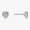 Silver Treasures Cubic Zirconia Sterling Silver 7mm Heart Stud Earrings In Metallic