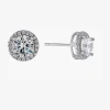 Silver Treasures Cubic Zirconia Sterling Silver 8.3mm Stud Earrings In Brown