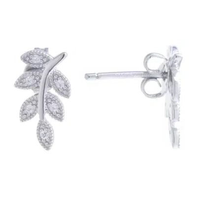 Silver Treasures Cubic Zirconia Sterling Silver Ear Climbers In Metallic